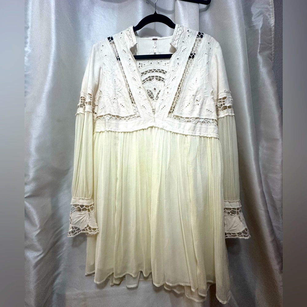 Free People Mini Dress in Ivory Sz 10